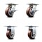 Service Caster 5 Inch Polyurethane Caster Set with Roller Bearing 2 Brakes and 2 Rigid SCC SCC-35S520-PPUR-SLB-2-R-2 - alternate 1